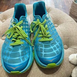 Hoka One One Turquoise and Lime Sneakers